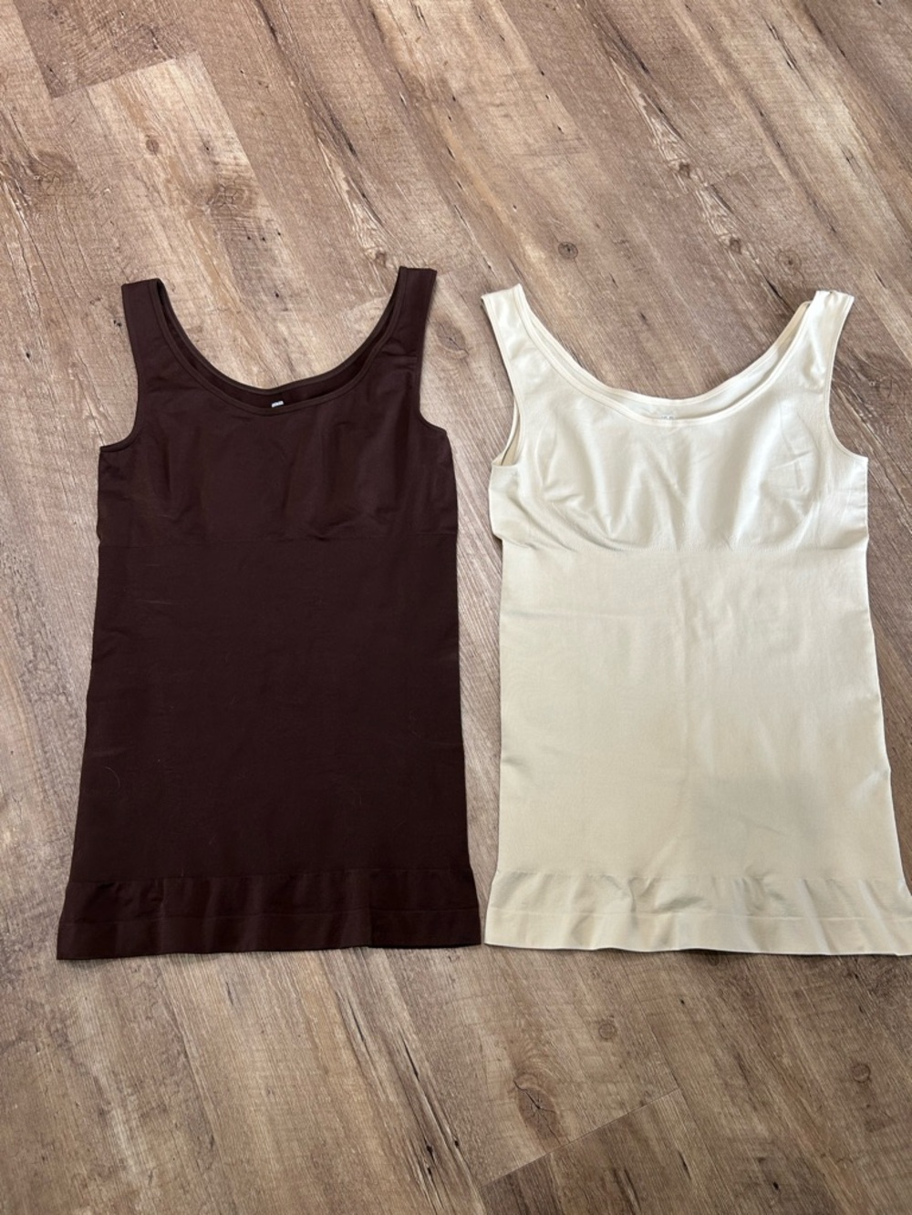 Women’s shaping tank tops – Ivory and Dark Brown